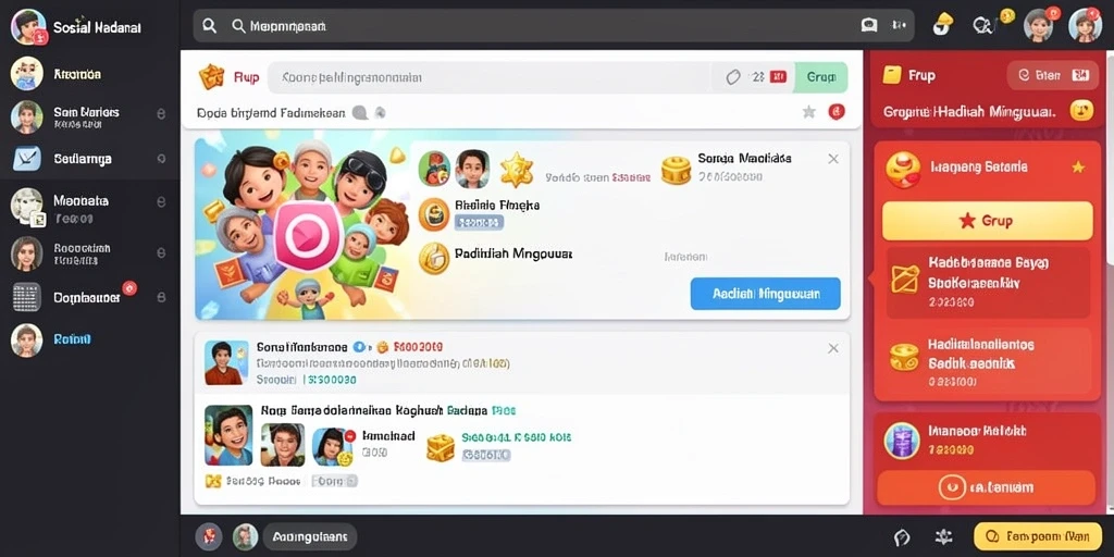 Tangkapan layar interaksi sosial antar pemain yang seru.